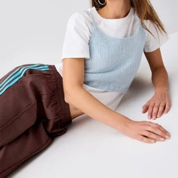 NWT Knit T-shirt and tank set baby blue white - Picture 3 of 6